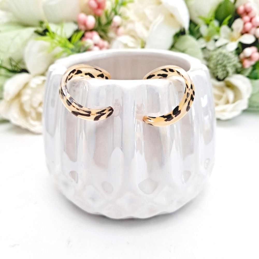 💖 2/$30 Leopard small open hoop resin animal print Resin casual earrings - Picture 4 of 13